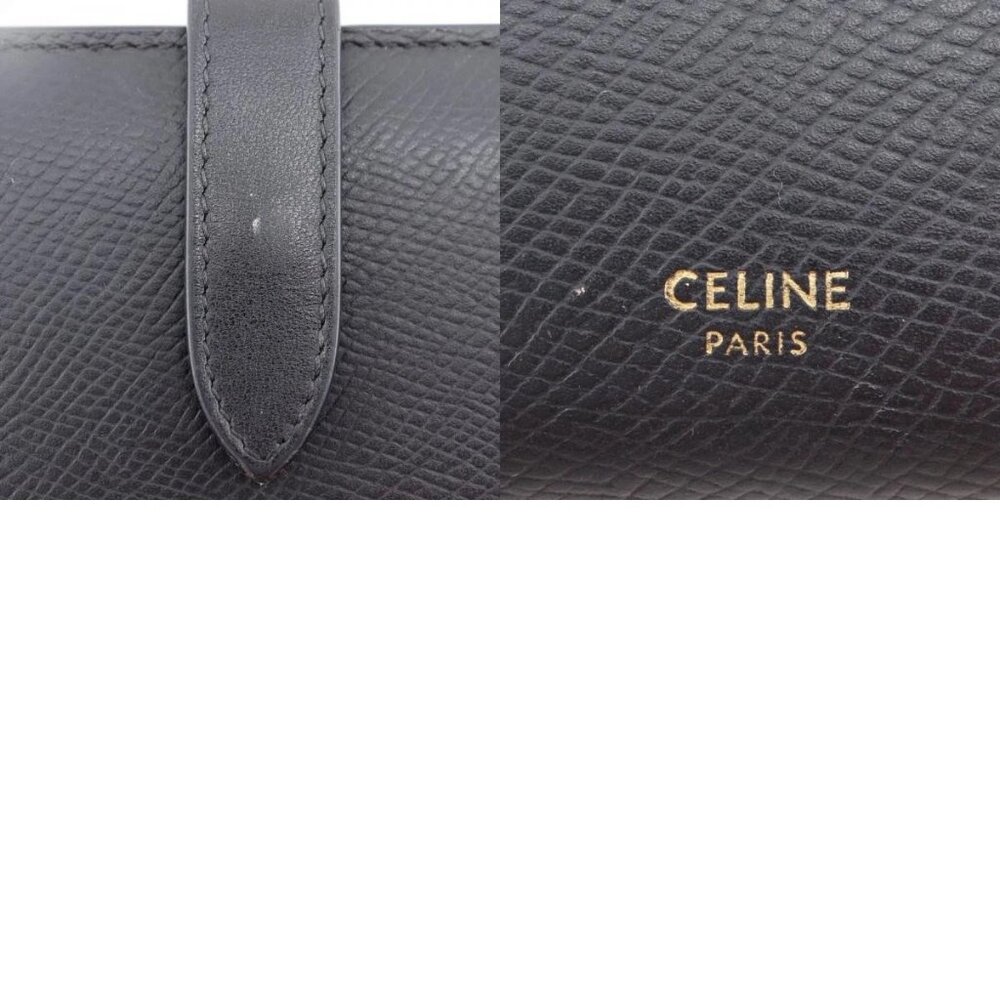 CELINE Medium strap wallet Bi-Fold Wallet black Calfskin Women - Picture 12 of 13